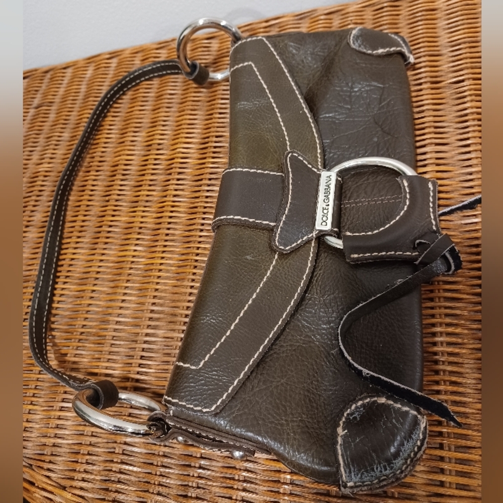 Vintage Dolce & Gabbana Dark Brown Leather Handbag